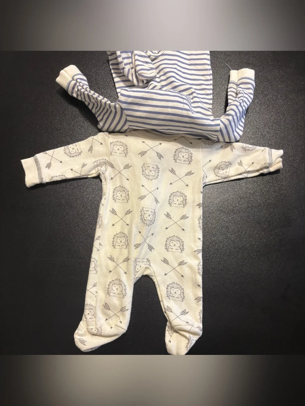 Striped Blue & White Baby One-Piece Footed Sleeper 2-piece nwt